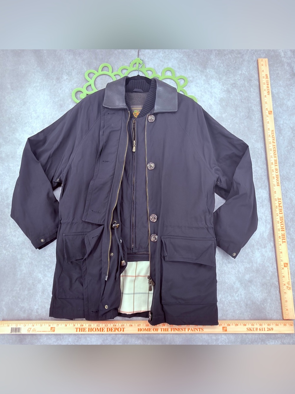 Loro Piana Black Men's 1992 Horsey Jacket with Removable Vest Leather collar